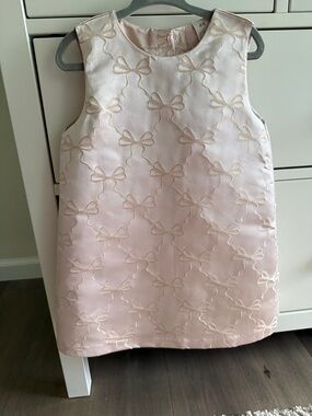 H&M Pale Pink Satin Bow-Embroidered Dress